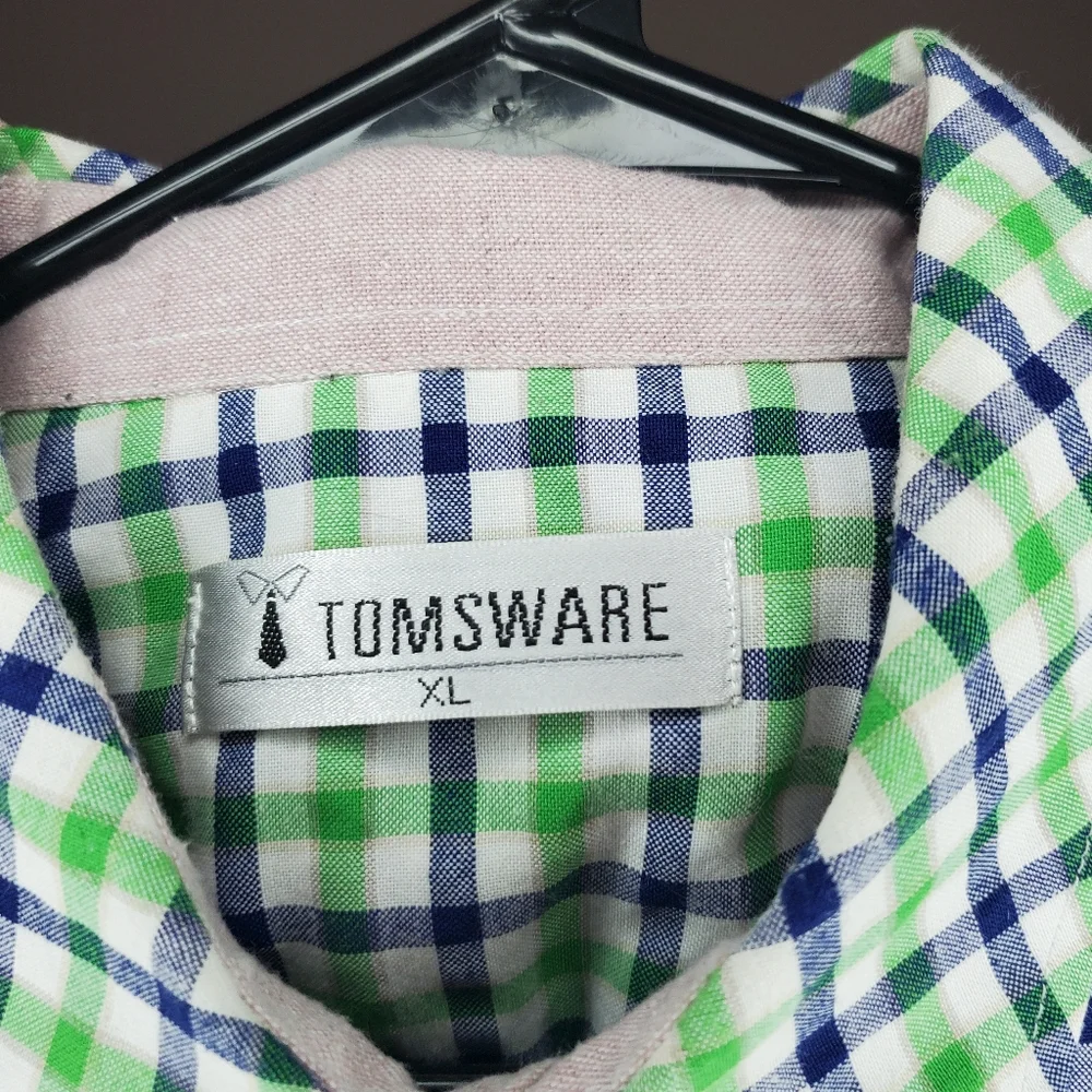 Tomsware Mens Blue Green Plaid Size XL Wedding Cruise Groomsmen Bachelor Yacht - Picture 3 of 6